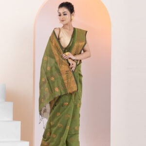Cotton Silk Copper Zari Work Saree