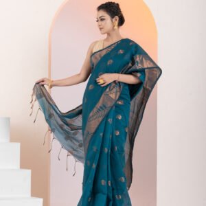 Cotton Silk Copper Zari Work Saree